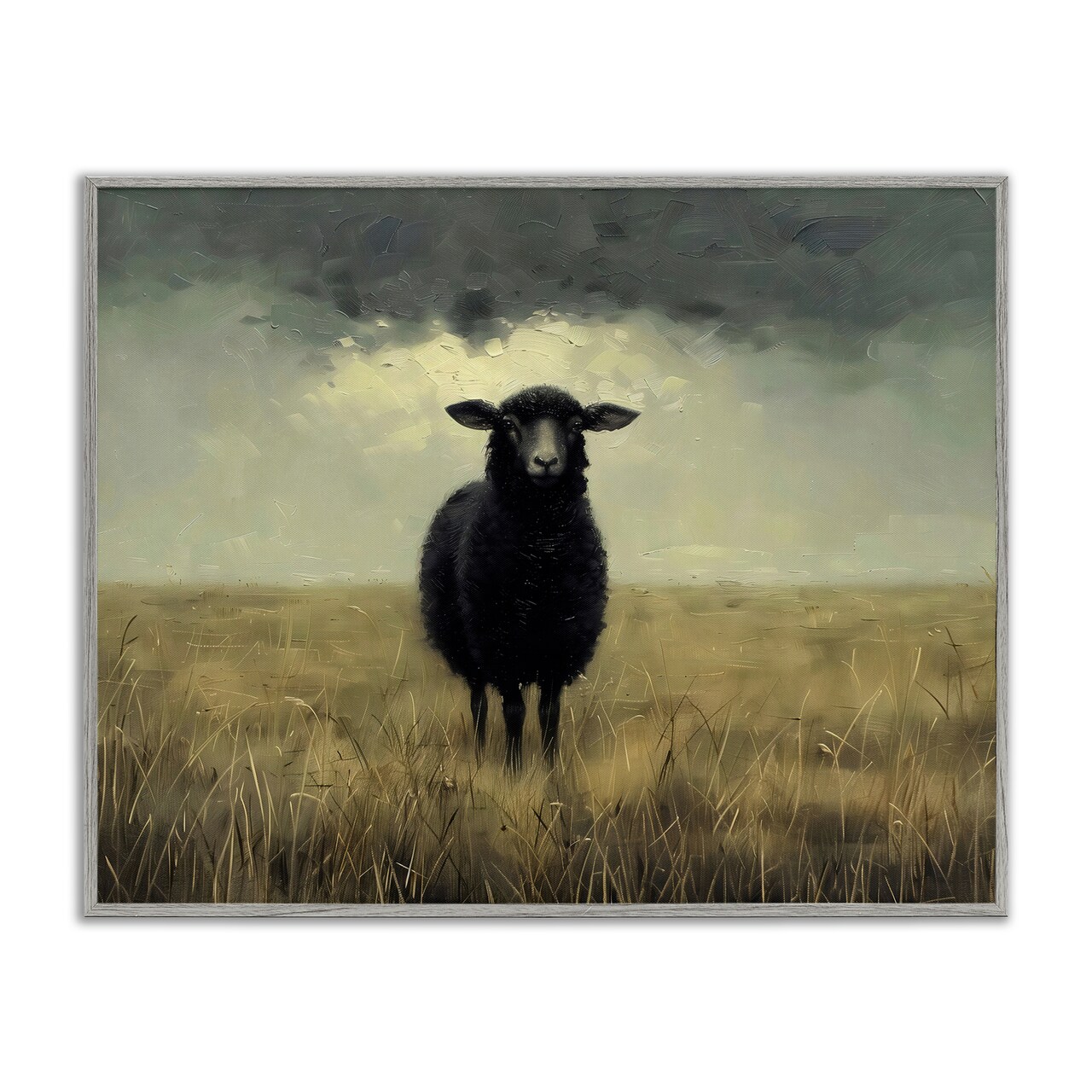 Stupell Industries Black Sheep in Field Black Framed Giclee Art, design by Arlington Prints